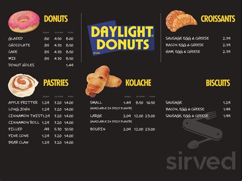 daylight donuts hours|daylight donuts menu prices.